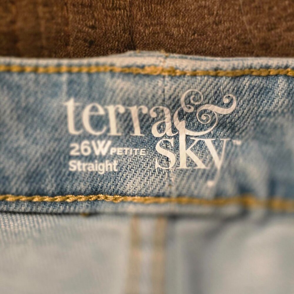 TERRA & SKY WOMENS JEANS PLUS SIZE 26W PETITE NWT STRAIGHT LEG - Picture 6 of 6